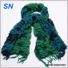 Green Ruffle Bubble Winter Warm Scarf